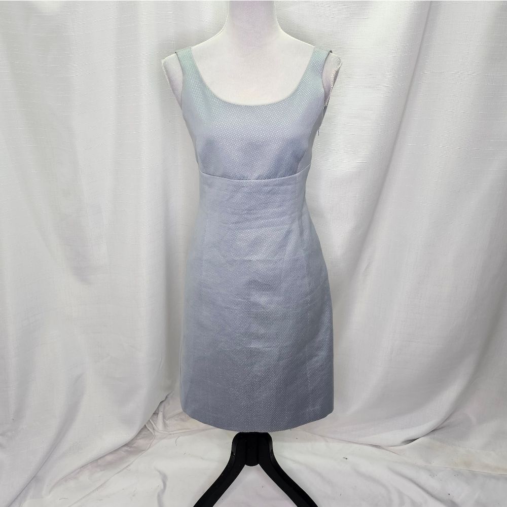 Armani Collezioni Baby Blue Metallic Sleeveless Sheath Dress Size 6